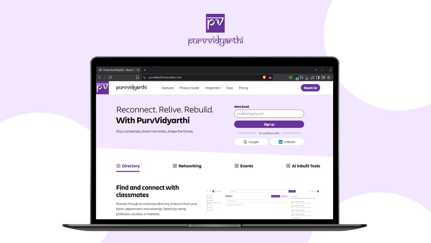 Purvvidyarthi alumni engagement platform built by Bipanshu Kumar